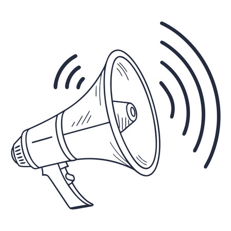 Megaphone. Hand drawn vector illustration in doodle style.のイラスト素材