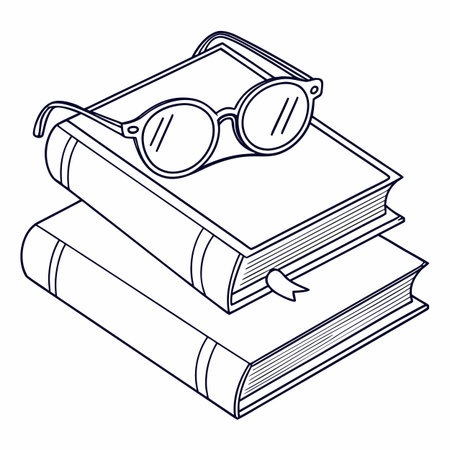 Books and glasses icon. Education literature and read theme. Isolated design. Vector illustrationのイラスト素材