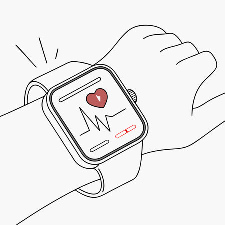 Smart watch with heart rate monitor. Vector illustration in line art style.のイラスト素材