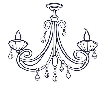 Decorative chandelier. Vector illustration isolated on white background.のイラスト素材