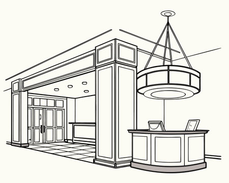 Vector illustration of a coffee shop. Coffee shop, cafe or restaurant.のイラスト素材