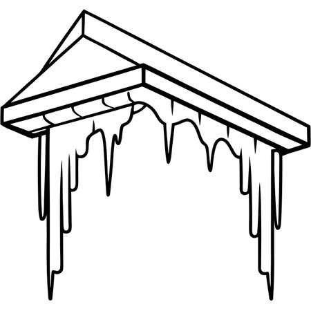 Icicles hanging from a roof. Vector illustration on white background.のイラスト素材