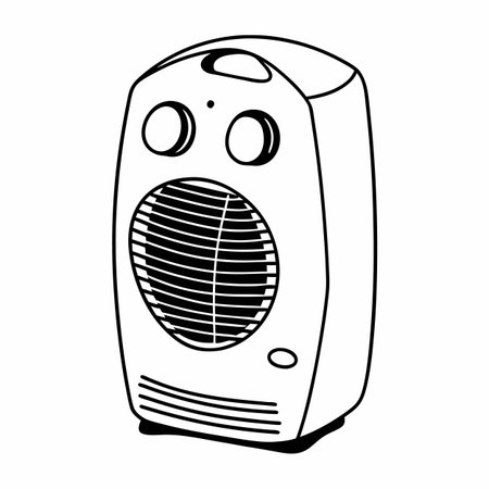 air conditioner icon cartoon vector illustration graphic design in black and whiteのイラスト素材