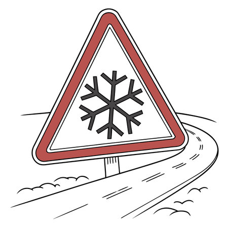 Vector illustration of a road sign on a white background. Snowflake warningのイラスト素材