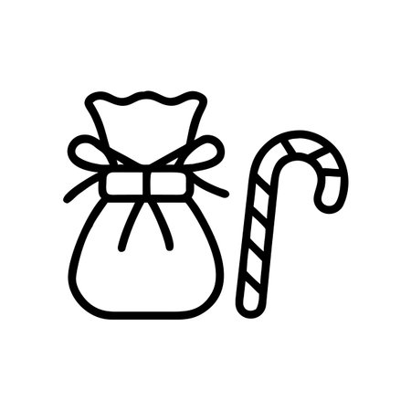 Christmas bag icon vector. A thin line sign. Isolated contour symbol illustrationのイラスト素材