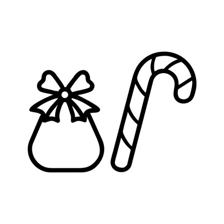Candy cane icon vector. A thin line sign. Isolated contour symbol illustrationのイラスト素材