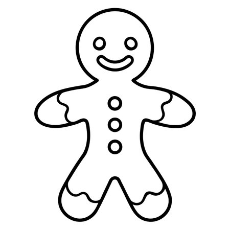 gingerbread man icon on white background. christmas vector illustration.のイラスト素材