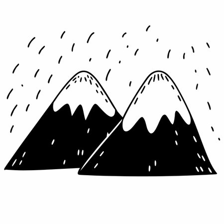 mountains icon over white background, black and white design, vector illustrationのイラスト素材