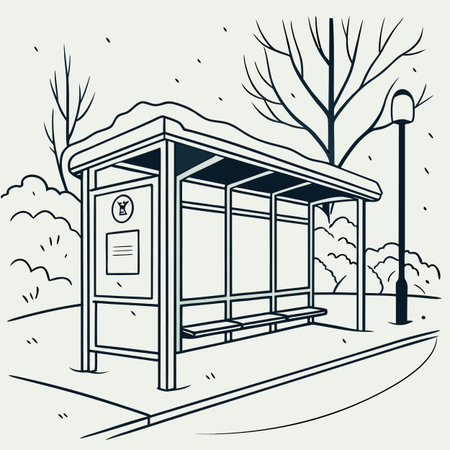 Bus stop on the street. Vector illustration of a bus stop.のイラスト素材