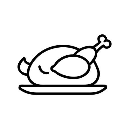 Roast chicken icon vector. A thin line sign. Isolated contour symbol illustrationのイラスト素材