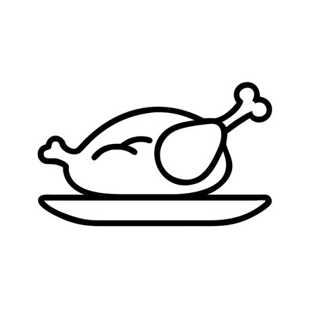 Roast chicken line icon, concept sign, outline vector illustration, linear symbol.のイラスト素材