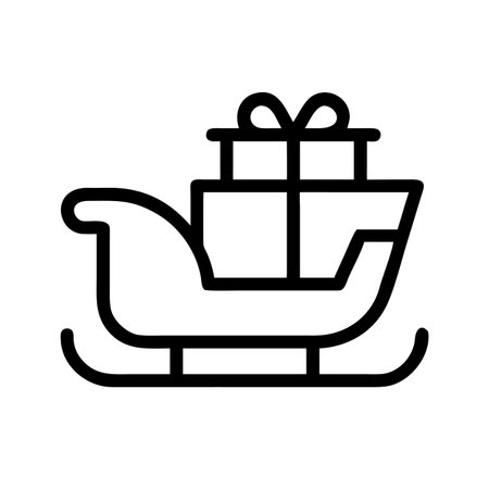 Sled with gifts icon vector. A thin line sign. Isolated contour symbol illustrationのイラスト素材