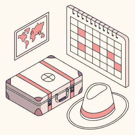 Vacation and travel icons set in isometric 3d graphicのイラスト素材