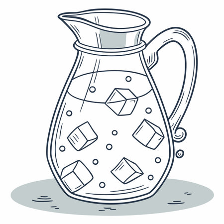 Pitcher with ice cubes. Vector illustration of a pitcher with ice cubes.のイラスト素材