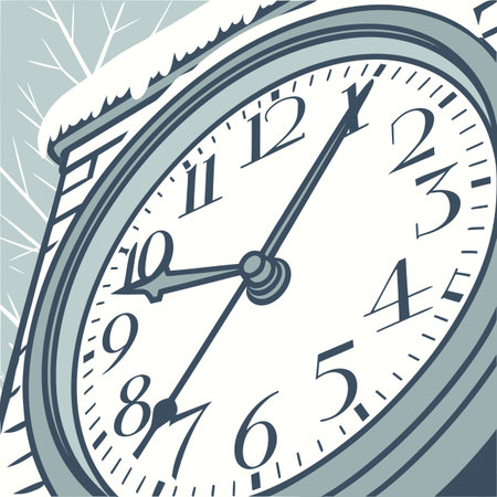 Vector illustration of a clock with snow. Time is running out.のイラスト素材