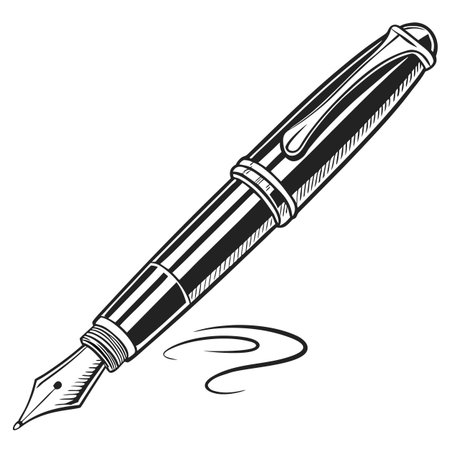 Fountain pen. Vector illustration of a fountain pen isolated on white background.のイラスト素材