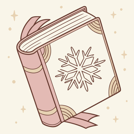 Illustration of a book with a snowflake on the cover.のイラスト素材