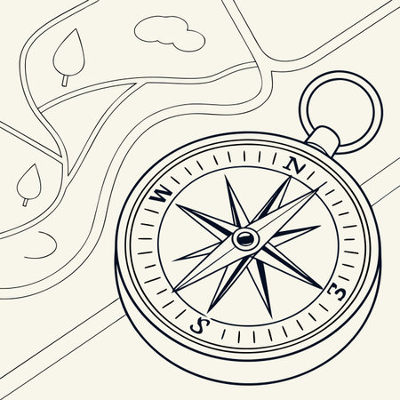 Compass on the map. Vector illustration of a flat design.のイラスト素材