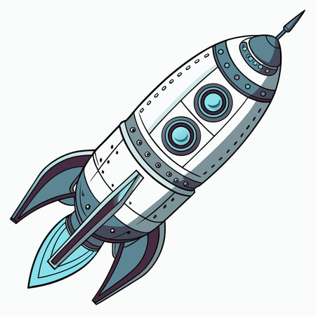 Space rocket icon. Cartoon illustration of space rocket vector icon for webのイラスト素材