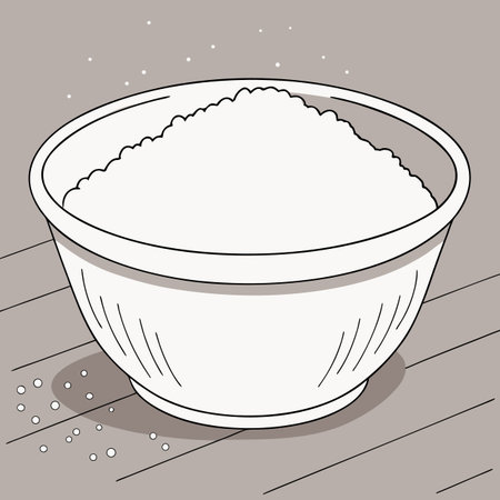 Illustration of a bowl of rice on a gray background with a place for textのイラスト素材