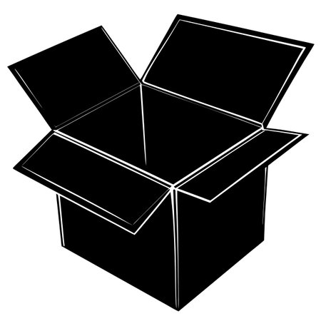 Isolated open cardboard box on a white background, Vector illustration.のイラスト素材