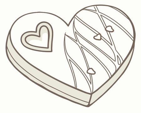 Illustration of a heart-shaped cake on a white background.のイラスト素材