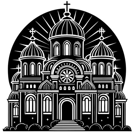 Church of Christ the Saviour. Monochrome vector illustration.のイラスト素材