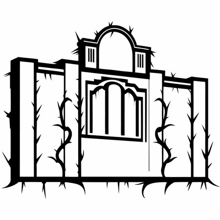 Illustration of a haunted house on white background done in black and white.のイラスト素材