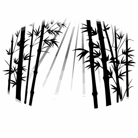 Bamboo forest silhouettes. Isolated on white background. Vector illustration.のイラスト素材