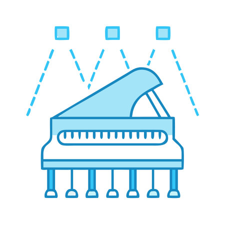 piano music instrument icon vector illustration design  blue and white lineのイラスト素材