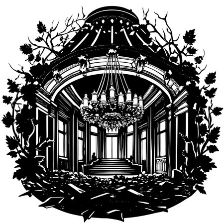 Luxury mansion in black and white style. Vector illustration.のイラスト素材