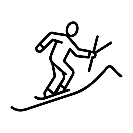Skier icon vector. A thin line sign. Isolated contour symbol illustrationのイラスト素材