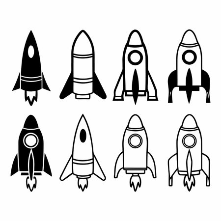 Rocket icons set. Flat illustration of rocket vector icons for web designのイラスト素材