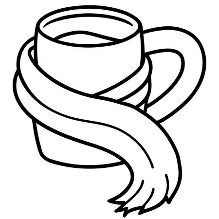 Coffee cup with ribbon. Vector illustration in doodle style.のイラスト素材
