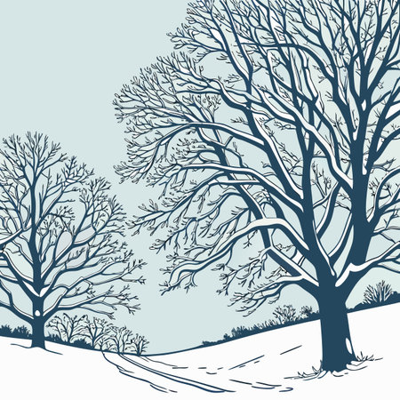 Winter landscape with snow covered trees. Vector illustration. Eps 10.のイラスト素材