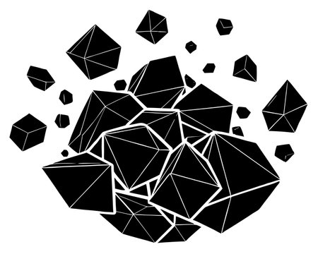 Abstract black and white background with chaotic polygonal shapes. Vector illustration.のイラスト素材