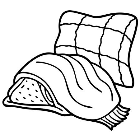 Illustration of a Scarf with a pillow on a white backgroundのイラスト素材