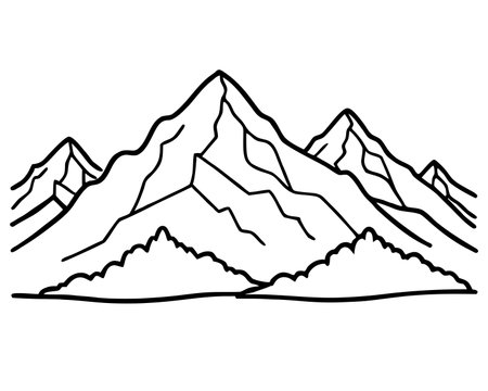 Hand drawn vector illustration of a mountain range, sketch for your designのイラスト素材