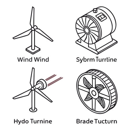Wind turbine icons set. Outline illustration of wind turbine vector icons for web