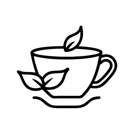 Tea cup icon vector. A thin line sign. Isolated contour symbol illustrationのイラスト素材