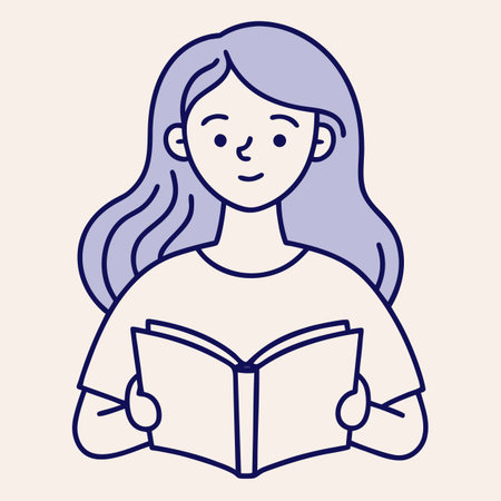 Girl reading a book. Vector illustration of a girl reading a book.のイラスト素材