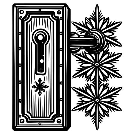 Door with keyhole and snowflakes. Vector illustration.のイラスト素材