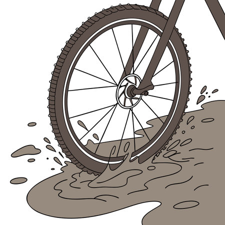 illustration of a bicycle in a puddle on a white backgroundのイラスト素材