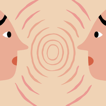 Vector illustration of the face of a woman with a strange pattern on her skin.のイラスト素材