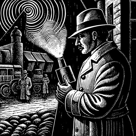 Vector engraving illustration of a man working on a farm.のイラスト素材