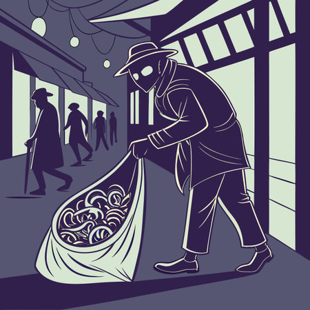 Vector illustration of a street vendor with a big bag full of foodのイラスト素材