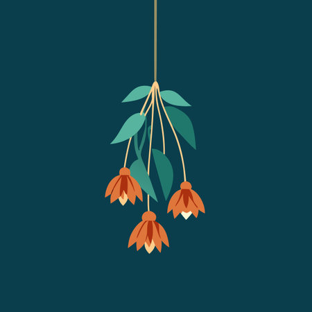 Fuchsia flowers. Vector illustration in flat style on a blue background.のイラスト素材