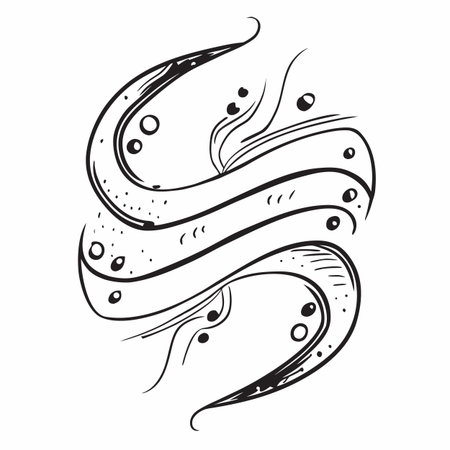 Hand drawn abstract waves. Vector illustration in doodle style.のイラスト素材