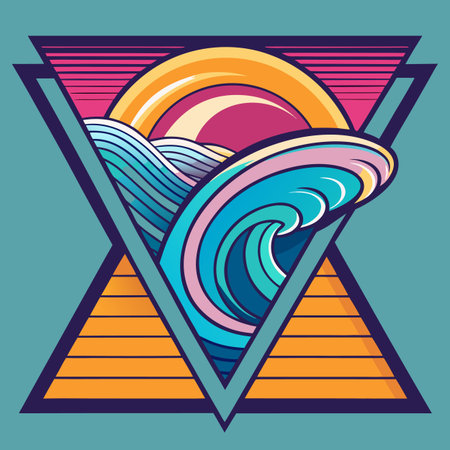 Abstract vector illustration of a sea wave in the shape of a triangle.のイラスト素材