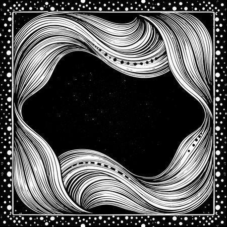 Abstract wavy frame on a black background. Vector illustration for your design.のイラスト素材